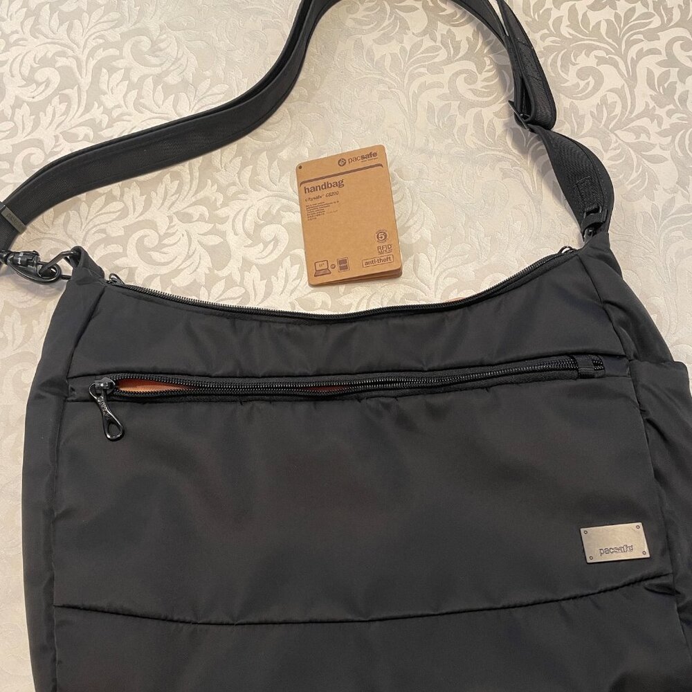 Pacsafe citysafe anti-theft travel shoulder handbag CS200, Black